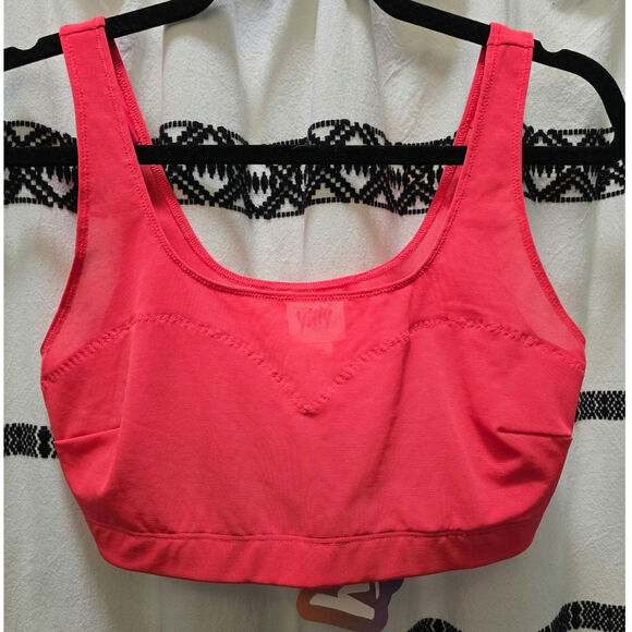 NWT Yitty Mesh Me Smoothing Midi Bralette hot pink mesh shapeware size large - Picture 1 of 10